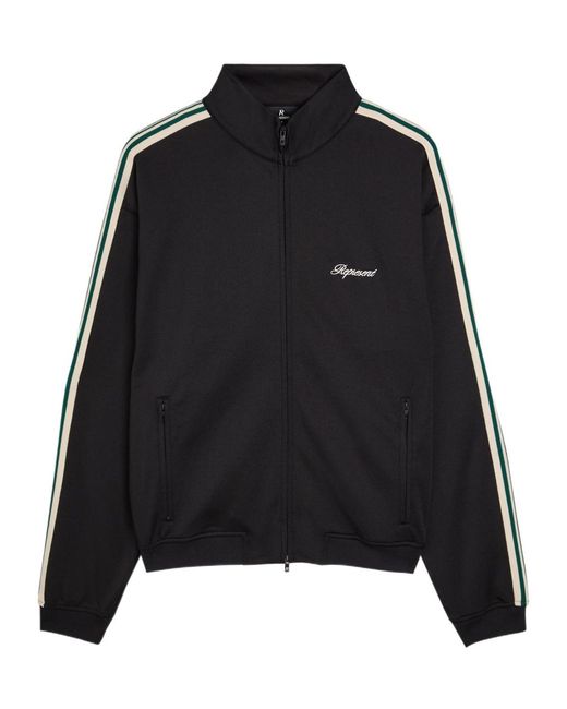 Represent Black Taped Logo-Embroidered Jersey Track Jacket for men