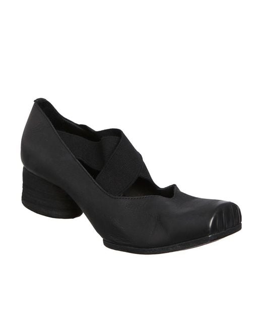 Uma Wang Black Ballerina Square Toe Elasticated Pumps