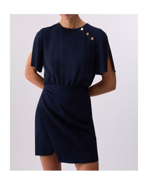 Liu Jo Blue Buttoned Asymmetric Short Dress