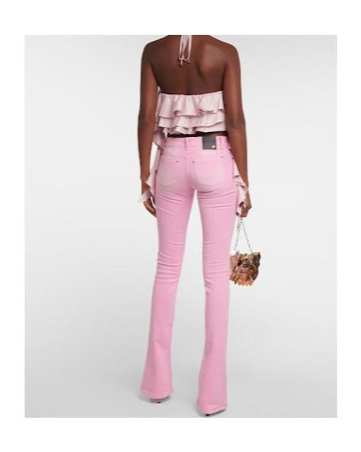 Blumarine Pink Ruffled Halterneck Crop Top