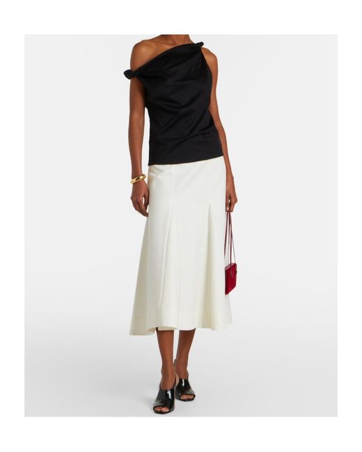 Rohe Black One-Shoulder Cotton-Blend Top