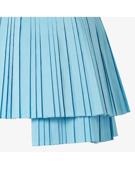 Fendi Blue Layered-Hem Pleated Mini Skirt