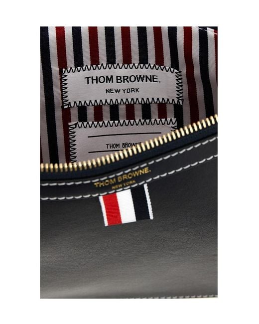 Thom Browne Black 4-Bar Tab Zipped Document Holder for men