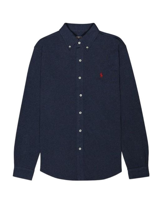 Polo Ralph Lauren Blue Logo Embroidered Shirt for men