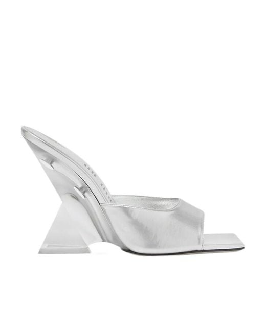 The Attico White The Cheope Sequin Embellished Mules
