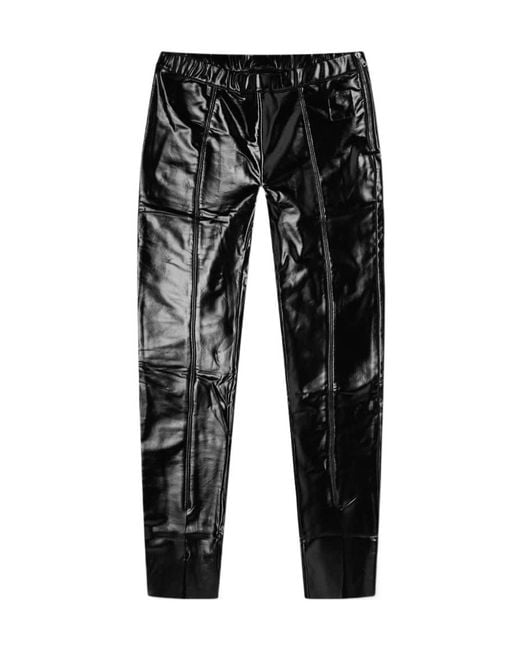 Rick Owens Black Ankle-Slit Faux-Leather Leggings