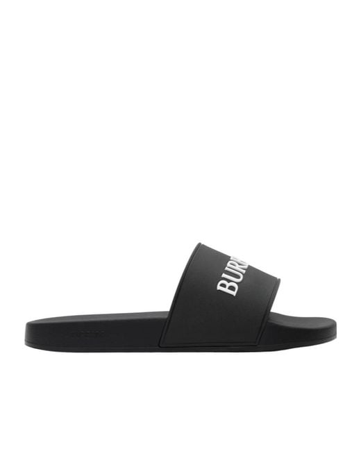 Burberry Black Furley Logo Slides for men