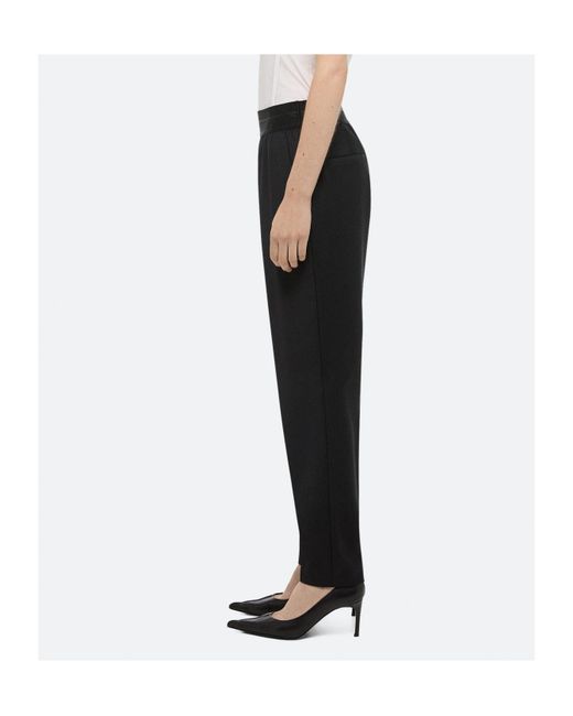 Helmut Lang Black Wool Twill Tapered Pull-On Pants