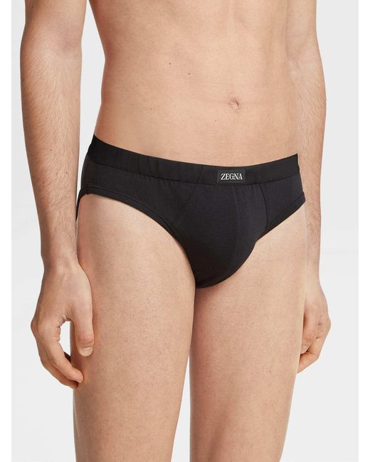 Zegna Black Logo Waist-Side Panties for men