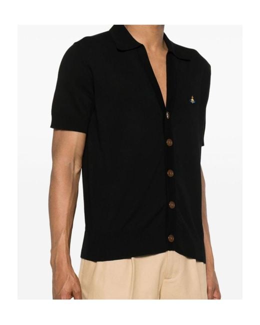 Vivienne Westwood Black Buttoned Short-Sleeve Knitted Sweater for men