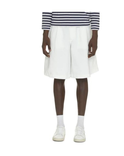 Comme des Garçons White Comme Des Garçons Shirt Knee-Length Twill Shorts for men