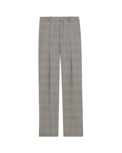 Saint Laurent Gray High Waist Checked Trousers for men