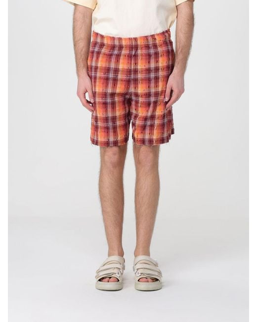 Barrow Red Checked Logo Shorts for men
