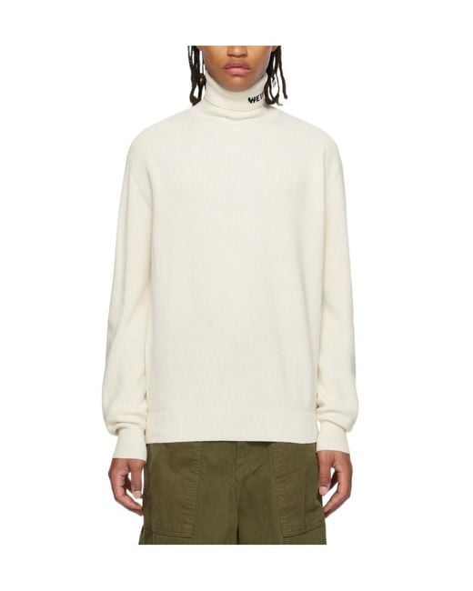 we11done White Intarsia-Knit Roll-Neck Jumper for men