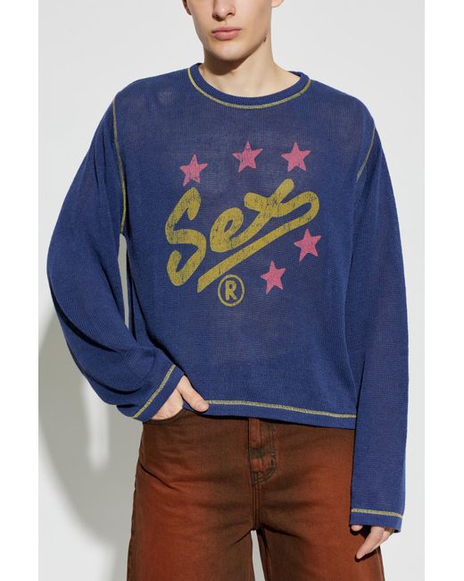 Carne Bollente Blue Spell It Out Sweater for men