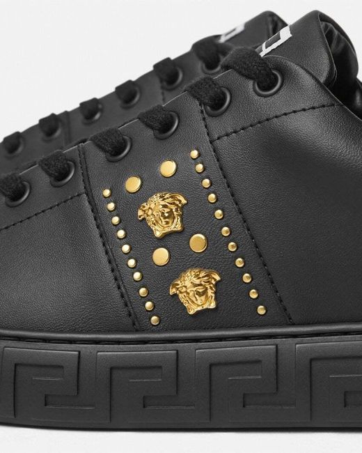 Versace Black Greca Lace-Up Sneakers for men