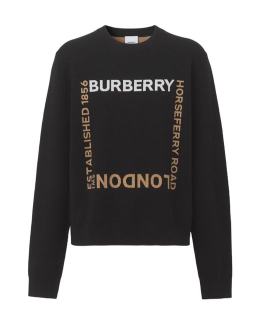 Burberry Black Intarsia-Knit Logo Square Jumper
