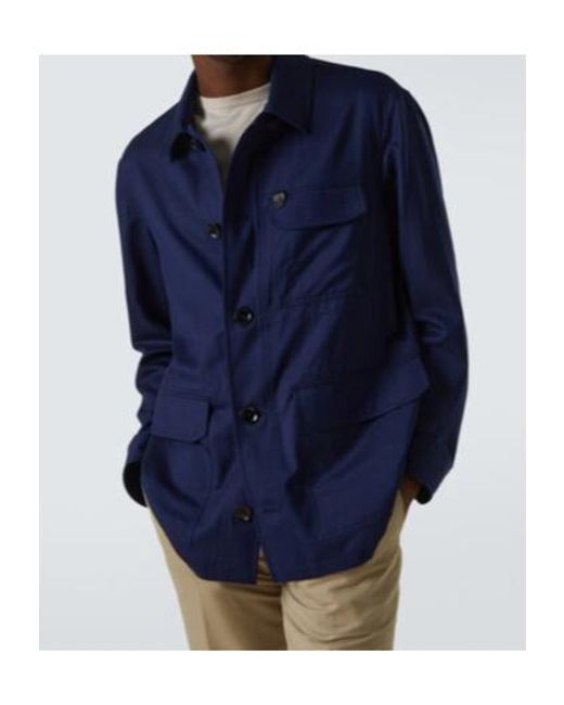 Brioni Blue Wool And Silk Jacket for men