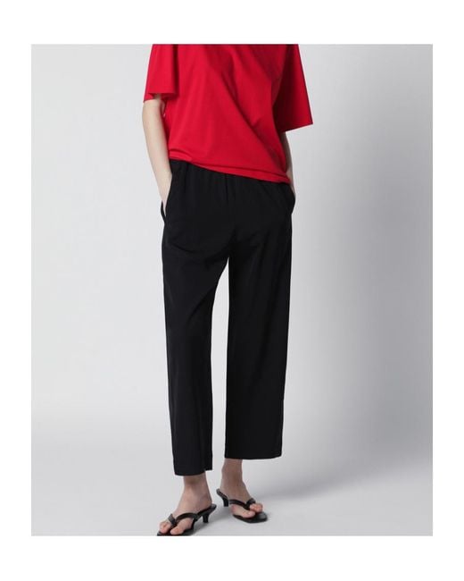 Rohe Black Elasticated-Waist Straight Leg Trousers