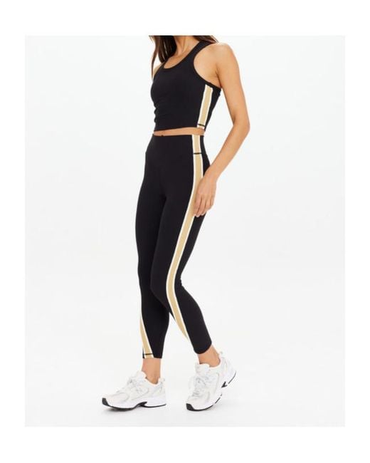 The Upside Black Arcadia Striped Performance Top
