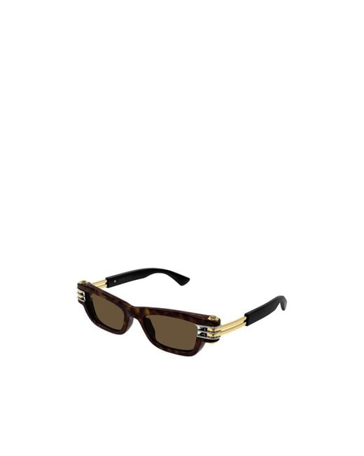Bottega Veneta White Eyewear Bolt Rectangle Frame Sunglasses