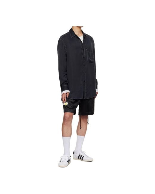 Song For The Mute Blue Long Sleeve Button-Up Shirt for men