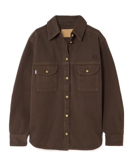 Blazé Milano Brown Berber Embroidered Denim Shirt