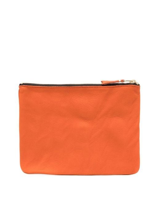 Comme des Garçons Orange Comme Des Garçons Wallet Logo Printed Zip-Up Pouch for men