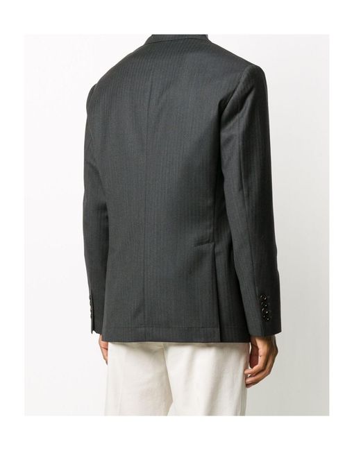 Brunello Cucinelli Black Single-Breasted Virgin Wool Blazer for men