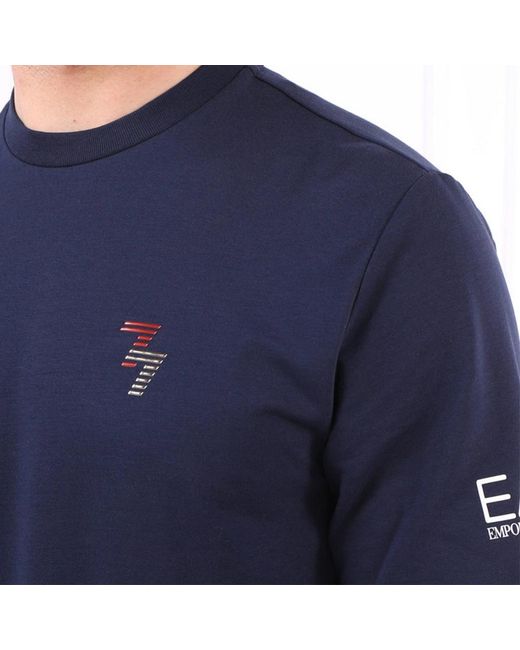 EA7 Blue Logo Pattern Sweater for men
