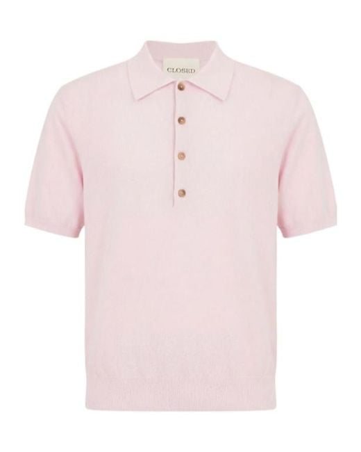 Closed Pink Short Sleeve Cotton Polo Shirt for men