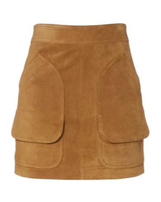 Veronica Beard Natural Norwood Suede Miniskirt