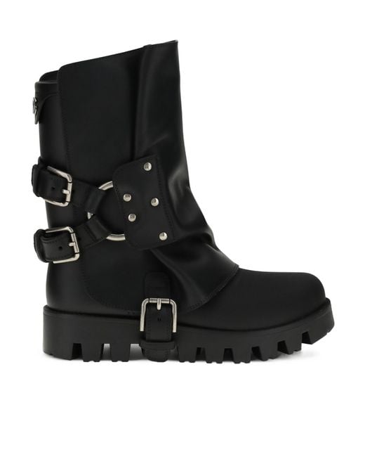 Dolce & Gabbana Black Buckle Detailed Ankle Boots
