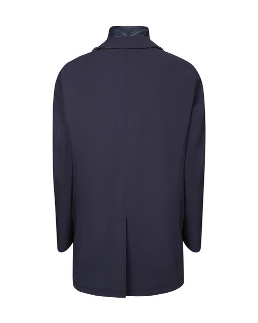 Herno Blue Double Layered High Neck Jacket for men