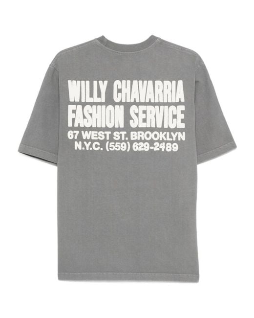Willy Chavarria Gray Embroidered T-Shirt for men