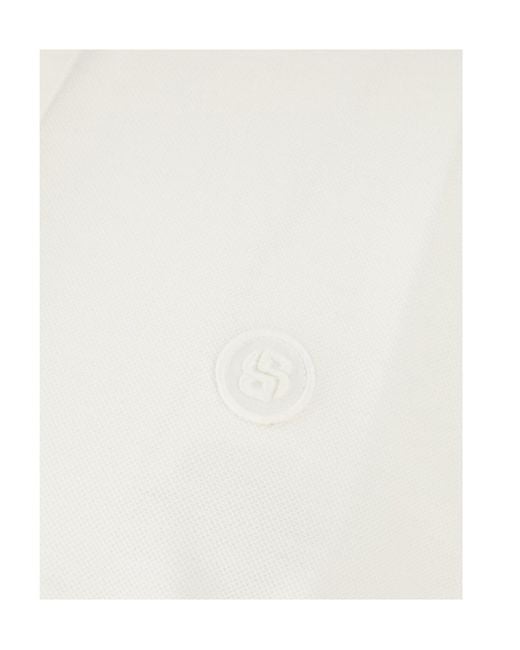 Boss White Logo-Detail Polo Shirt for men
