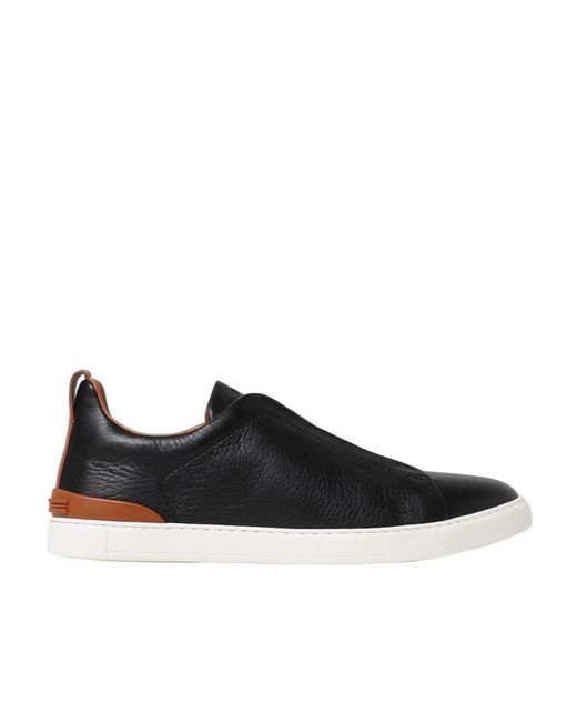 Zegna Black Round Head Low-Cut Casual Sneakers
