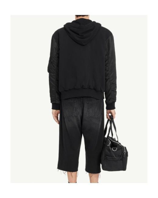 MM6 by Maison Margiela Blue Zip-Up Gathered-Sleeve Hoodie for men