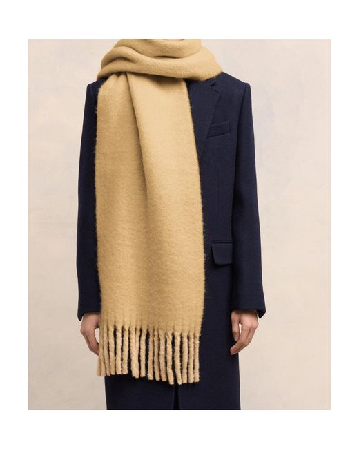 AMI White Ami Logo Tag Fringed Scarf for men