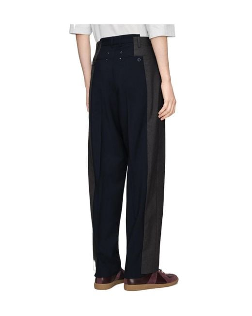 Maison Margiela Blue Two-Tone Wool Trousers for men