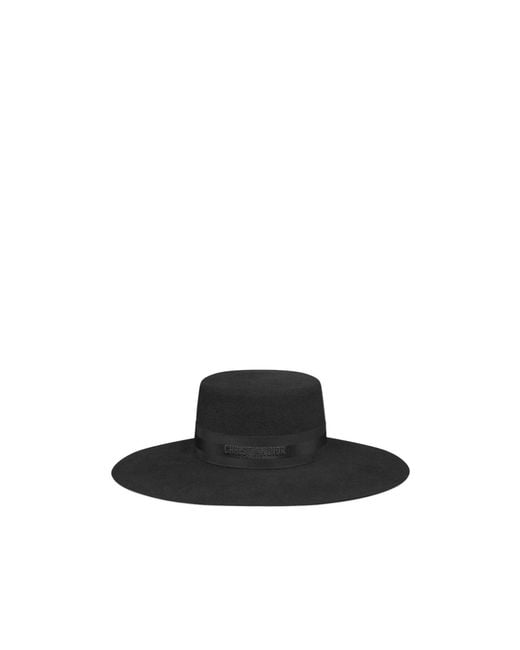Dior White Logo Band Wide-Brim Hat
