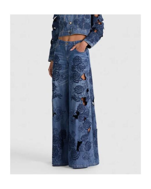 Alice + Olivia Blue Sidney Laser-Cut Jean