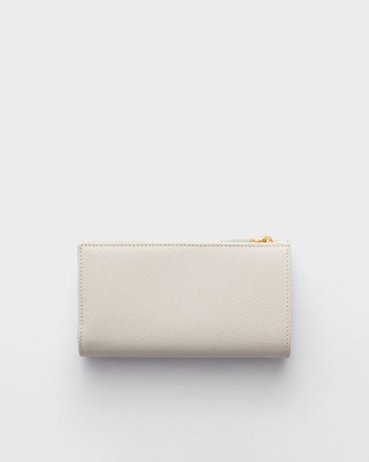 Prada White Large Saffiano Leather Wallet