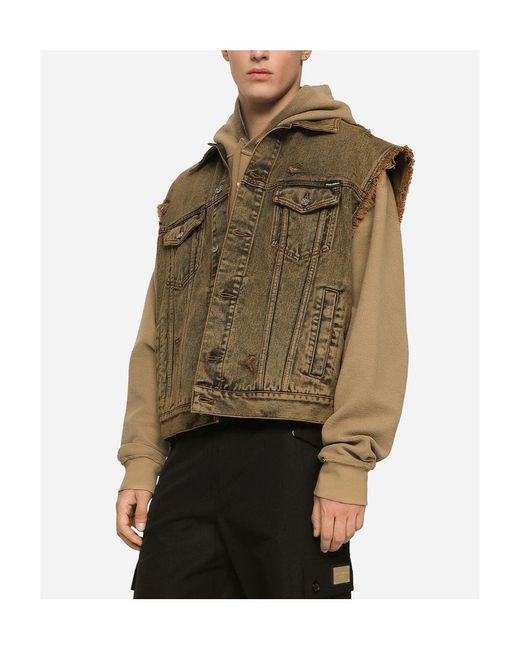 Dolce & Gabbana Green Overdyed Sleeveless Denim Jacket