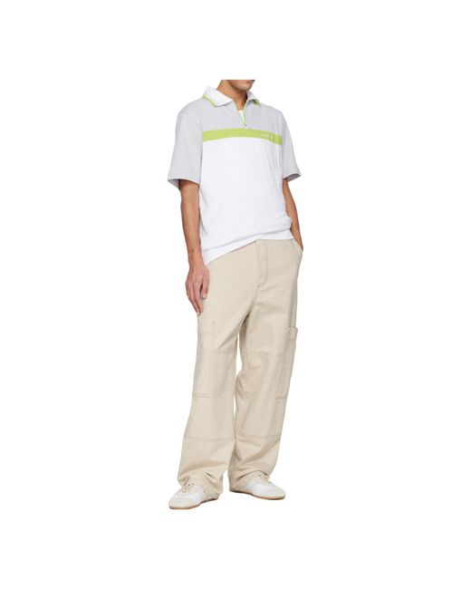 Casablanca White Colour Block Zip Polo Shirt for men