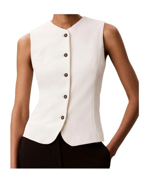 Calvin Klein White Button-Up Waistcoat