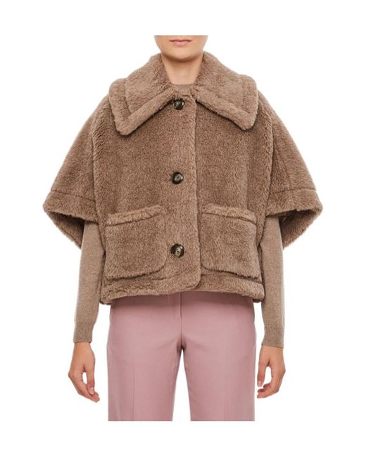 Max Mara Brown Teddy Short-Sleeve Cropped Jacket