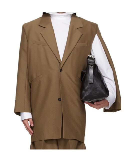 Egonlab Brown Curved Vent Long-Sleeved Blazer for men