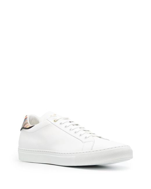 Paul Smith White Stripe-Detailed Lace-Up Sneakers for men