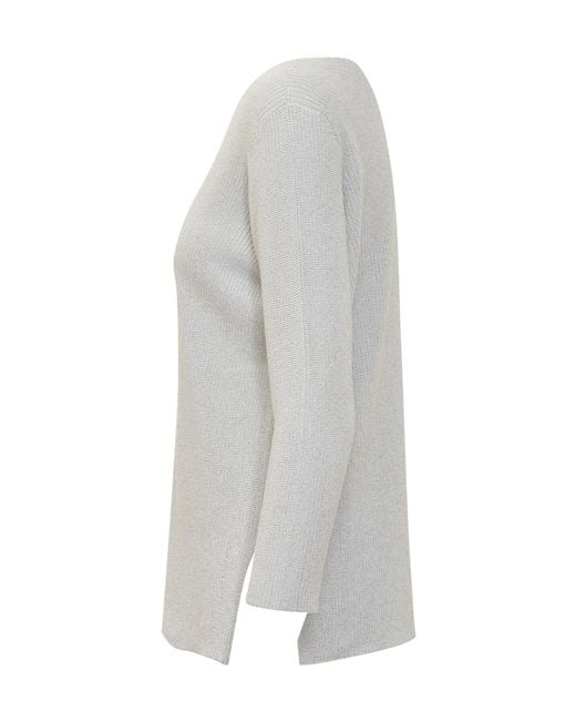 Fabiana Filippi Gray Lurex-Detail Fisherman's-Knit Jumper